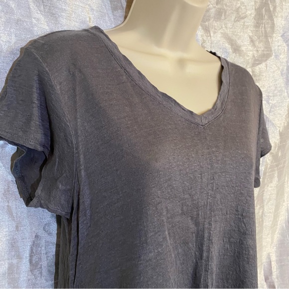 Tahari 100% linen tee shirt, SZ M, GUC, hi/lo hem, relaxed fit, cap sleeves. - Picture 2 of 10